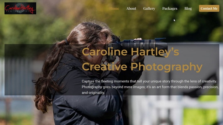 A cropped picture of website Caroline Hartley Photography