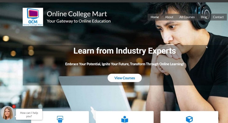 A cropped picture of website Online College Mart